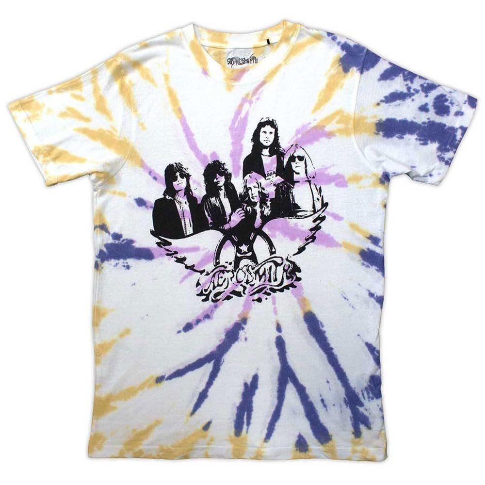 Aerosmith Photo Wings Tie Dye T Shirt Size XL White