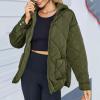Womens Quilted Puffer Jacket Hooded Long Sleeve Zip Up Winter Coat Lightweight Warm Outerwear Tops with Pockets view 2