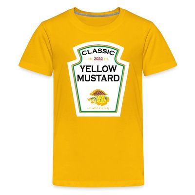 Spreadshirt Yellow Mustard Costume Funny Couples Costumes Halloween Kids' Premium T-Shirt, Youth L, Sun Yellow