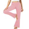 ZOOSIXX Flare Yoga Pants for Women, Crossover Soft Bootcut Leggings Grey Pink view 1