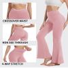 ZOOSIXX Flare Yoga Pants for Women, Crossover Soft Bootcut Leggings Grey Pink view 3