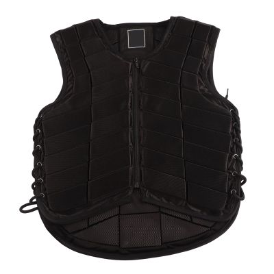 WGFOIP Equestrian Vest with One Piece Armor, Extended Padding, and Curved Outline Design, Black Protective Waistcoat for Shock Reduction, Equestrian (M)