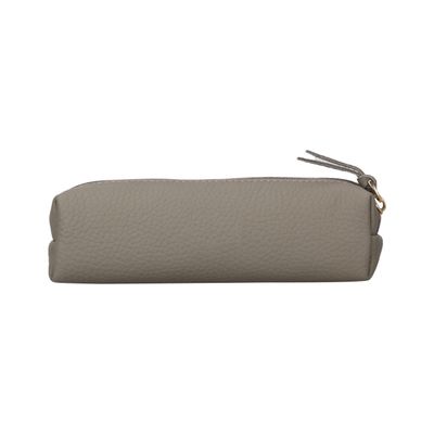 Customized Full Grain Genuine Leather Pencil Case Pencil Bag Pouch With Zipper Pen Holder Portable Stationery Bag Cosmetic Organizer Bag for Men Women Businessmen Artists Home Office (Ash Grey)