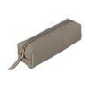 Customized Full Grain Genuine Leather Pencil Case Pencil Bag Pouch With Zipper Pen Holder Portable Stationery Bag Cosmetic Organizer Bag for Men Women Businessmen Artists Home Office (Ash Grey) view 2