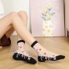 5 Pairs Women's Sheer Floral Ankle Socks - Transparent Black Lace Ultra-Thin See-Through Fancy Hidey Mesh Socks for Girls view 2