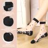 5 Pairs Women's Sheer Floral Ankle Socks - Transparent Black Lace Ultra-Thin See-Through Fancy Hidey Mesh Socks for Girls view 4