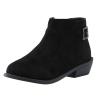 Women's Ankle Boots Low Stacked Chunky Heels Zipper Round Toe Slip on Chelsea Booties Winter Leopard Fashion Boots
