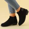 Women's Ankle Boots Low Stacked Chunky Heels Zipper Round Toe Slip on Chelsea Booties Winter Leopard Fashion Boots view 2