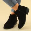 Women's Ankle Boots Low Stacked Chunky Heels Zipper Round Toe Slip on Chelsea Booties Winter Leopard Fashion Boots view 3