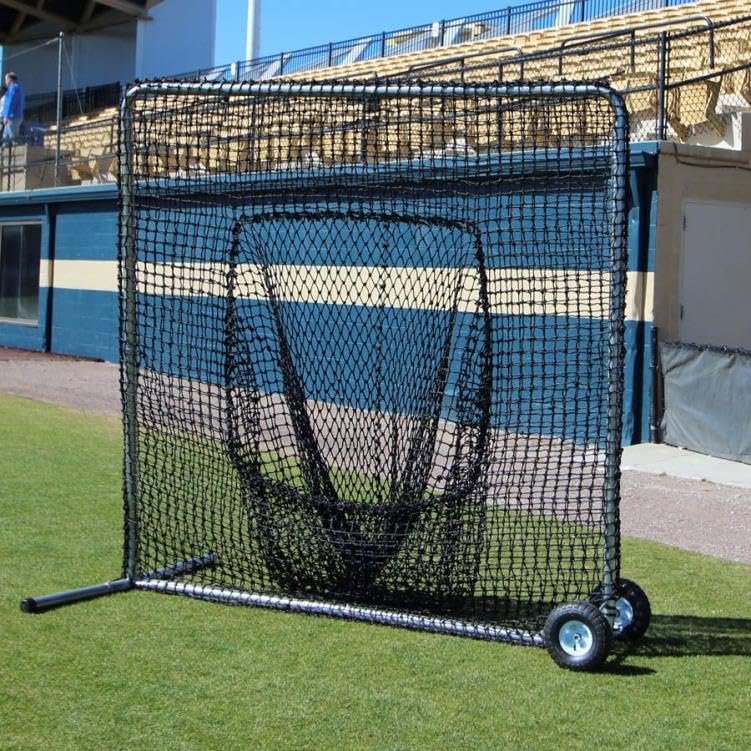 Cimarron Sports Premier 7'x7' #42 Training Sock Net with 2" - 13 Gauge Steel Frame and Durable 10" Built-in Wheels for Hitting and Throwing Drills