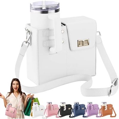 2026 New Stanley Purse Cup Holder Bag Crossbody Water Cup Storage Bag Portable Cups Purses Stanley Cup Purse Holder 40 Oz Perfect Valentines Day Gift (White)
