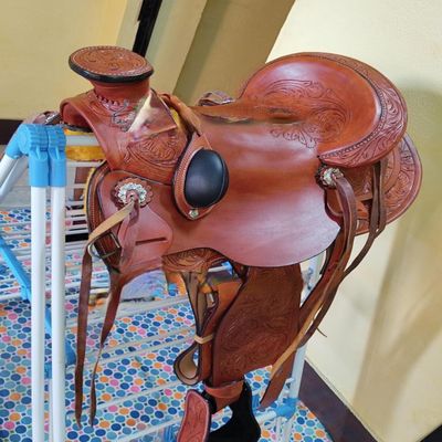 A H SADDLERY Wade Tree A Western Leather Roping Ranch Work Bucking Rolls are Attached Horse Saddle Seat Size 10" Inches M-310-(10"-13")