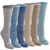 Dickies Women's Dri-Tech Essential Moisture Control Crew Socks, Available in S-XL (6, 12, Comfort Top Brown Blue Assorted (6 Pairs), Medium view 1