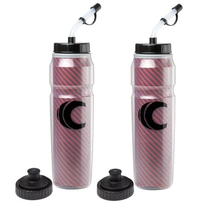 Cannon Sports 28oz Insulated Squeeze Water Bottle with Straw, Leak Proof Lids, 2 lids (Straw and Squeeze), Double Wall Insulation, Wide Mouth, BPA-Free (2 Pack) (Red)
