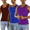 ToBeInStyle Men's 3 Pack A-Shirt Tank Top - Brown/Purple/Royal - 3XL view 3
