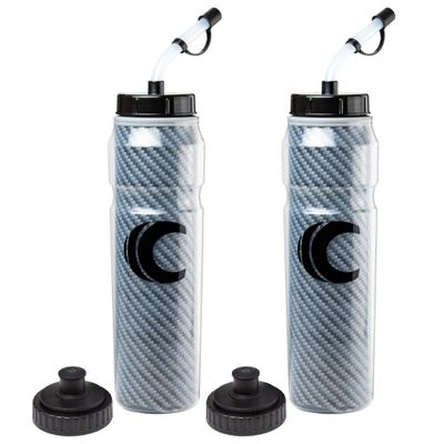 Cannon Sports 28oz Insulated Squeeze Water Bottle with Straw, Leak Proof Lids, 2 lids (Straw and Squeeze), Double Wall Insulation, Wide Mouth, BPA-Free (2 Pack) (Black)