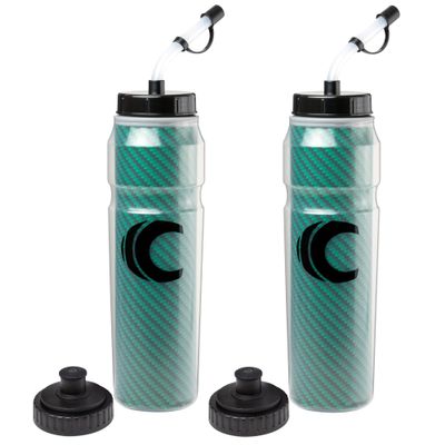 Cannon Sports 28oz Insulated Squeeze Water Bottle with Straw, Leak Proof Lids, 2 lids (Straw and Squeeze), Double Wall Insulation, Wide Mouth, BPA-Free (2 Pack) (Green)