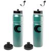 Cannon Sports 28oz Insulated Squeeze Water Bottle with Straw, Leak Proof Lids, 2 lids (Straw and Squeeze), Double Wall Insulation, Wide Mouth, BPA-Free (2 Pack) (Green)