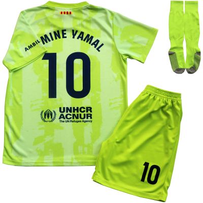 CEKFAX 2024/2025 Third #10 Football Soccer Kids Jersey Shorts Socks Set Youth Sizes (Green,16)