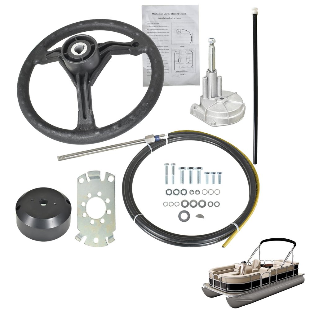 munirater SS13713 13FT Boat Rotary Steering System Outboard Kit Replacement for Yachts Fishing Boats
