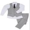 Boys Linen Suit Kids Formal Wedding Grey Tuxedo Dress Suits for Teen Boys Vest and Pants Set with Tie Size 14 view 1