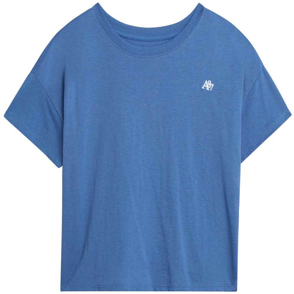 AEROPOSTALE Girls Tshirt - Soft and Breathable Short Sleeve Shirt Cute Applique Crewneck Graphic Tees for Girls, Size 7-8, Blue