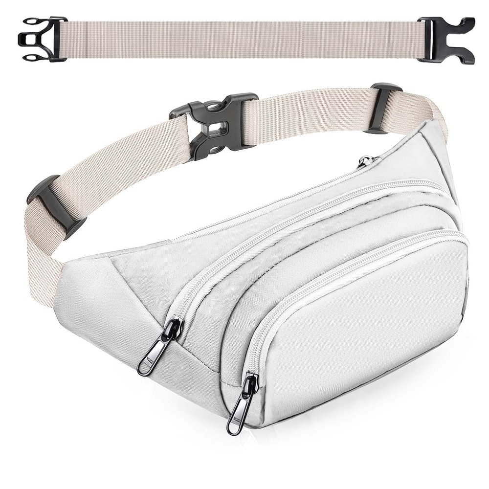 Large Fanny Pack for Women Men - Syican Waist bag with 3-Zipper Pockets, Gifts for Enjoy Sports Traveling Workout Casual Hands-Free crossbody bags Fits MAX 7.9'' iPad & 6.6'' Phone