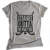 EVERTREE CLOTHING Straight Outta The Penalty Box Hockey V-Neck T-Shirt, Unisex Men's Funny Ice Hockey Mom Dad Canada, Dark Heather Gray, Small view 1