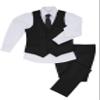 Boys Linen Suit Summer Black Vest Suits for Boy 3 Piece Slim Fit Kids Tuxedo Beach Wedding Outfit Linen Suit Vest Pants Set Size 5 view 1