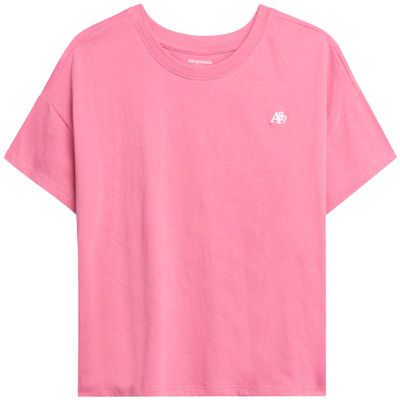 AEROPOSTALE Girls T Shirts - Soft Cotton Blend Short Sleeve Cute Graphic Tees - Classic Crewneck Logo Tee Girls Shirts, Size 7-8, Rose