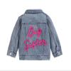 HYYSXBW Toddler Baby Girl Jacket Lil Big Sister Letter Embroidery Jean Long Sleeve Cardigan Button Denim Coat view 1