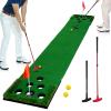Golf Putting Game Set Putting Green Indoor Outdoor Putting Mat with 2 Putters 2 Balls 2 Cups & Flags Backyard Party Office Golf Game for Young Adults Fathers & Golfers view 1