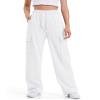 BOOPH Girls Sweatpants Kids Drawstring Wide Leg Cargo Pants for Teen Girls 9-10 Years White view 1