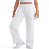 BOOPH Girls Sweatpants Kids Drawstring Wide Leg Cargo Pants for Teen Girls 9-10 Years White view 2