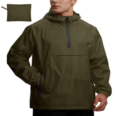 SWISSWELL Men's Rain Jacket Waterproof Lightweight Packable Pullover Windbreaker with Hood for Travel Hiking Golf