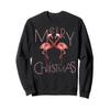 Cute Pink Flamingos Santa Hat Merry Christmas Holiday Sweatshirt view 1