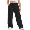 BOOPH Girls Sweatpants Kids Drawstring Cargo Pants Teen Girls Wide Leg Baggy Joggers Pants with Pockets 9-10 Years Black view 1