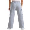 BOOPH Girls Sweatpants Kids Drawstring Cargo Pants Teen Girls Wide Leg Baggy Joggers Pants with Pockets 10-11 Years Gray view 4