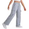 BOOPH Girls Sweatpants Kids Drawstring Wide Leg Cargo Pants for Teen Girls 9-10 Years Gray view 2