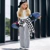 BOOPH Girls Sweatpants Kids Drawstring Wide Leg Cargo Pants for Teen Girls 9-10 Years Gray view 3