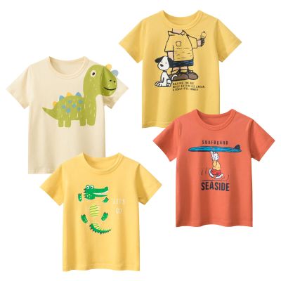 TABNIX Boys' 4-Pack Puppy Crocodile Short Sleeve Crewneck T-Shirts Top Tee 2-7 Years Toddler Boys' Value Pack Cotton T-Shirt
