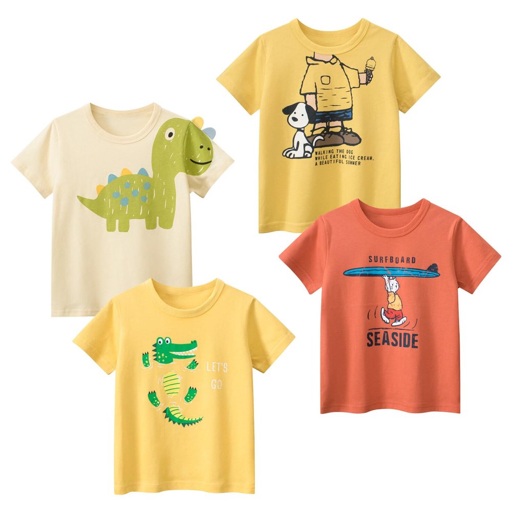 TABNIX Boys' 4-Pack Puppy Crocodile Short Sleeve Crewneck T-Shirts Top Tee 2-7 Years Toddler Boys' Value Pack Cotton T-Shirt