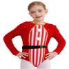 Lorilida Girls Dance Figure Skating Leotard Gymnastics Bodysuit Jumpsuit Christmas Candy Cane Costume Red 8 Years view 1