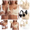 2PC Front Closure Bras for Women Full Coverage No Underwire Adjustable Breathable Everyday Bra Plus Size Push up Bras Beige view 2