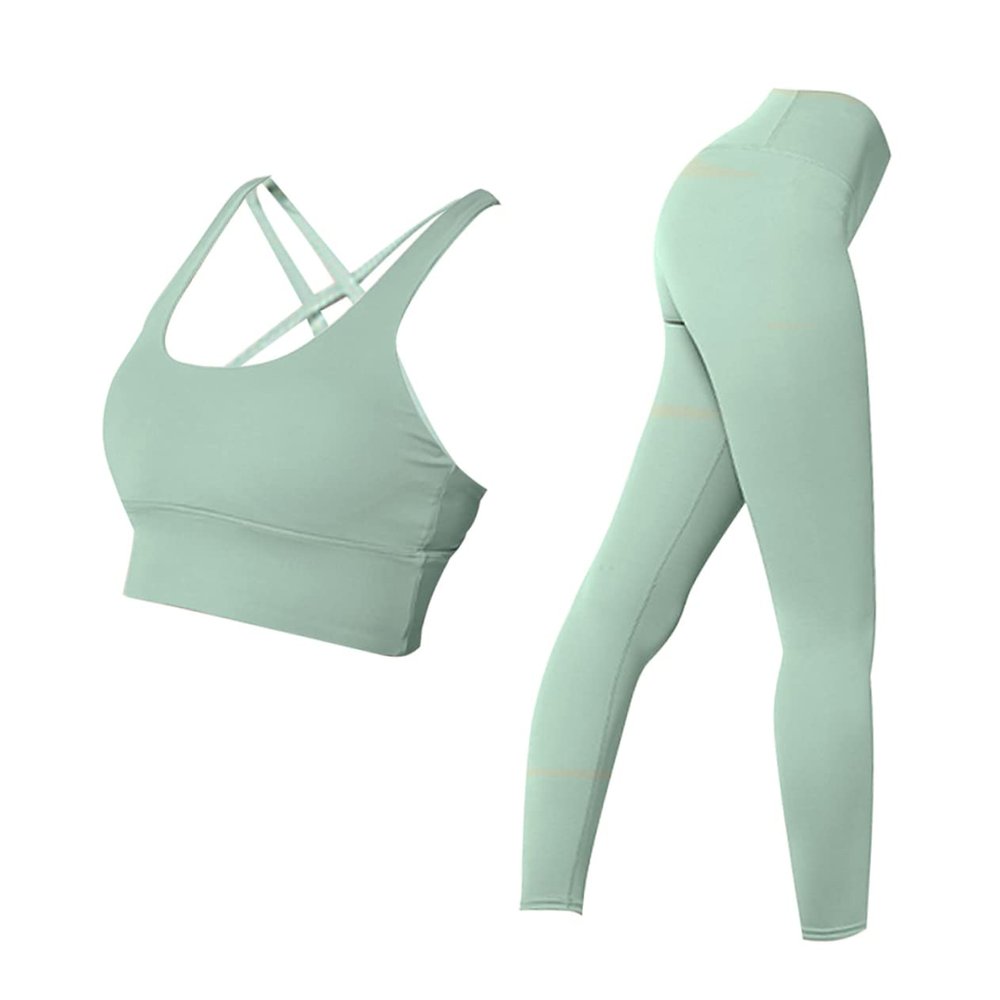 COLLBATH 1set Quick-dry Yoga Activewear and Leggings High Waist Sports Outfit for Women for Yoga Fitness Gym Running and Daily Activities
