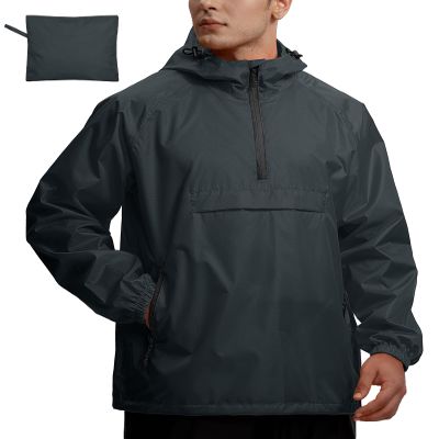 SWISSWELL Men's Rain Jacket Waterproof Lightweight Packable Pullover Windbreaker with Hood for Travel Hiking Golf