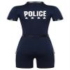Eandarui Dirty Cop Costume for Women Halloween Cosplay Printed Short Sleeve Policewomen Uniform Navy Blue Medium view 2