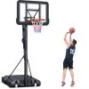 Portable Basketball Hoop,5.5-10FT Height Adjustable Outdoor Basketball Hoop Goal with 44 Inch Impact Backboard and Portable Wheels for Youth Adults Play in Backyard/Courts/Indoor view 1