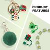 Christmas Accessories Set for Stanley Cup,Water Bottle Handle Strap, Siliocne Boot, Cute Straw Cover, Xmas Charms, Straw Topper for Stanley Cup 40oz & 30oz Tumbler 8 Pcs (Green) view 4