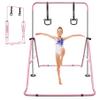 Anwick Expandable Gymnastics Bar for Kids, Folding Training Kip Bar, Adjustable Height, Gymnastics Horizontal Bars Equipment with Rings for Home, Indoor Gym (Pink) view 1